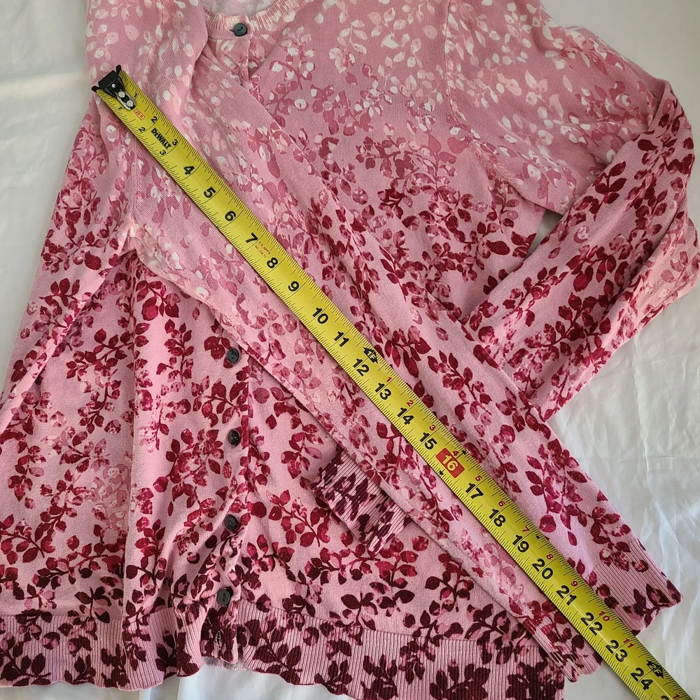 Karen Scott Pink Floral Cardigan - Picture 5 of 8